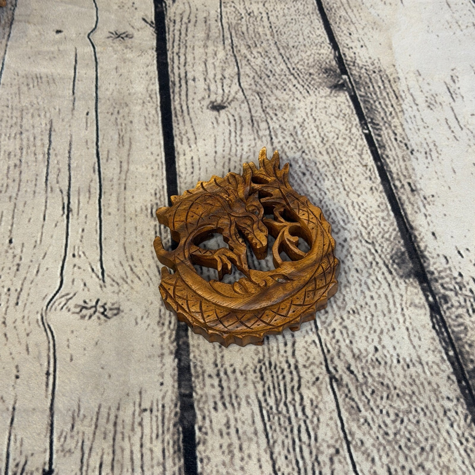 Round Dragon Scale 4 Bit Wooden Puzzle Box Secret Box Magic Trinket Handmade2