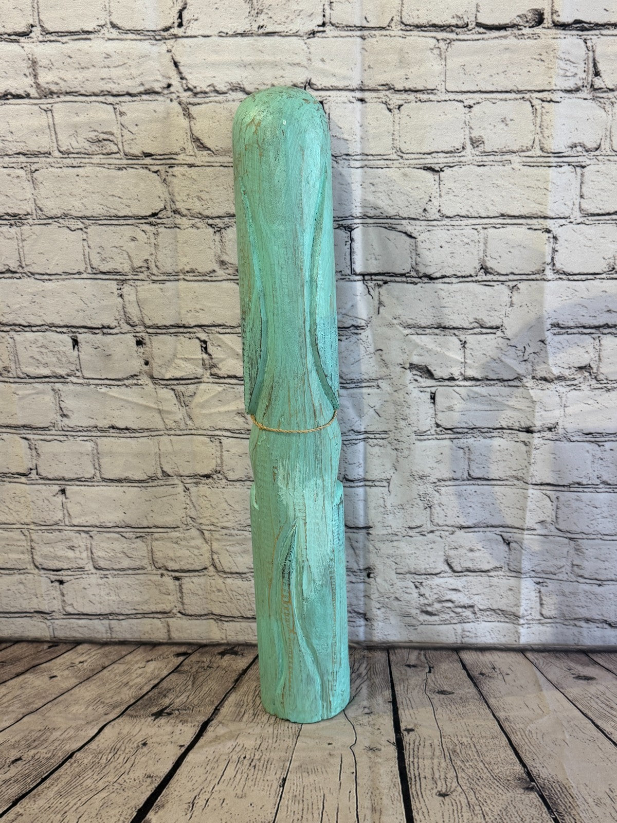 60cm Green Teal Wooden Shabby Dog Statue Ornament Fair Trade Handcarved4