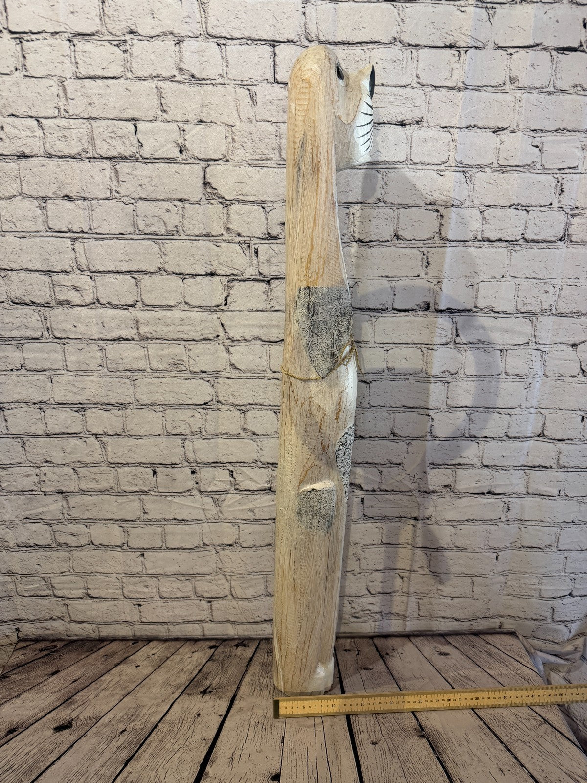 100cm White Wooden Shabby Dog Statue Ornament Fair Trade Handcarved7