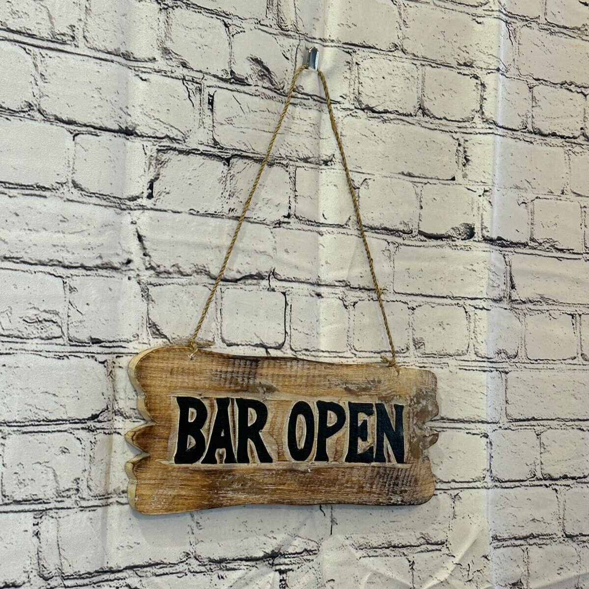 Bar Open Word Sign Plaque Outdoor Garden Shed Den Bar Shop 30cm x 12cm0