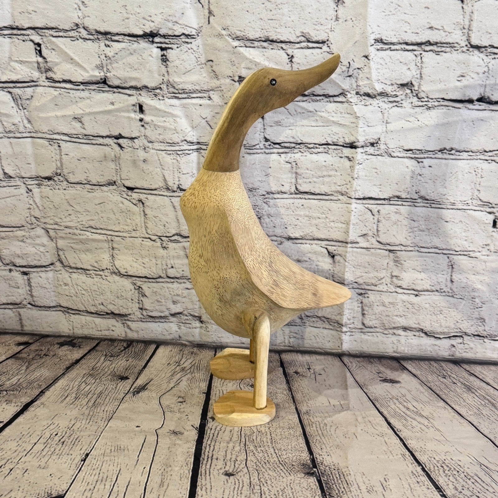 Looking Back 40cm Tall Wooden Smooth Duckling Baby Duck Bamboo Root Fairtrade3