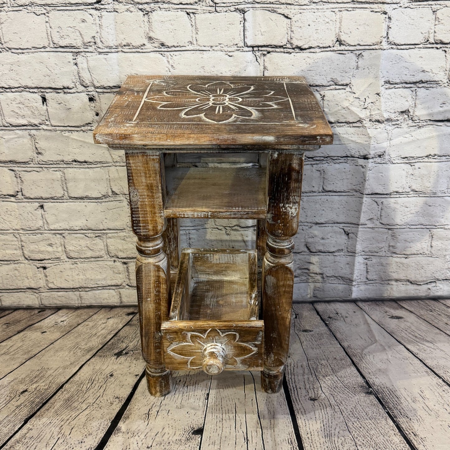 40cm x 27cm Brown Table  Wooden Side Cabinet Living Hallway Storage Furniture4