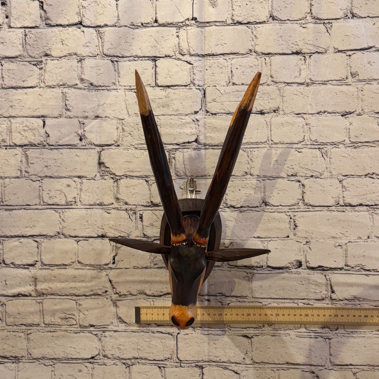 40cm x 25cm Elk Brown Carved Fair Trade Wooden Animal Wall Art Wall Hang Mask3