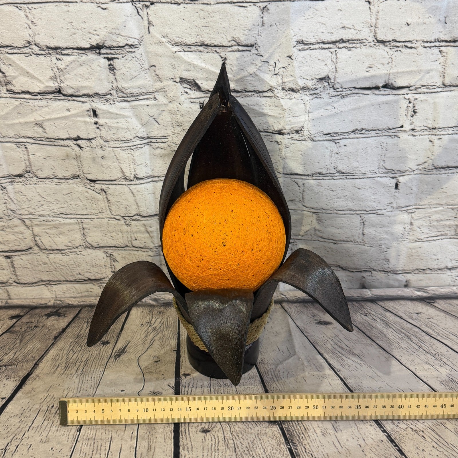 Orange Light Brown Natural 40cm Tall Leaf Lamp Twist LED UK Mains Plug Design 56