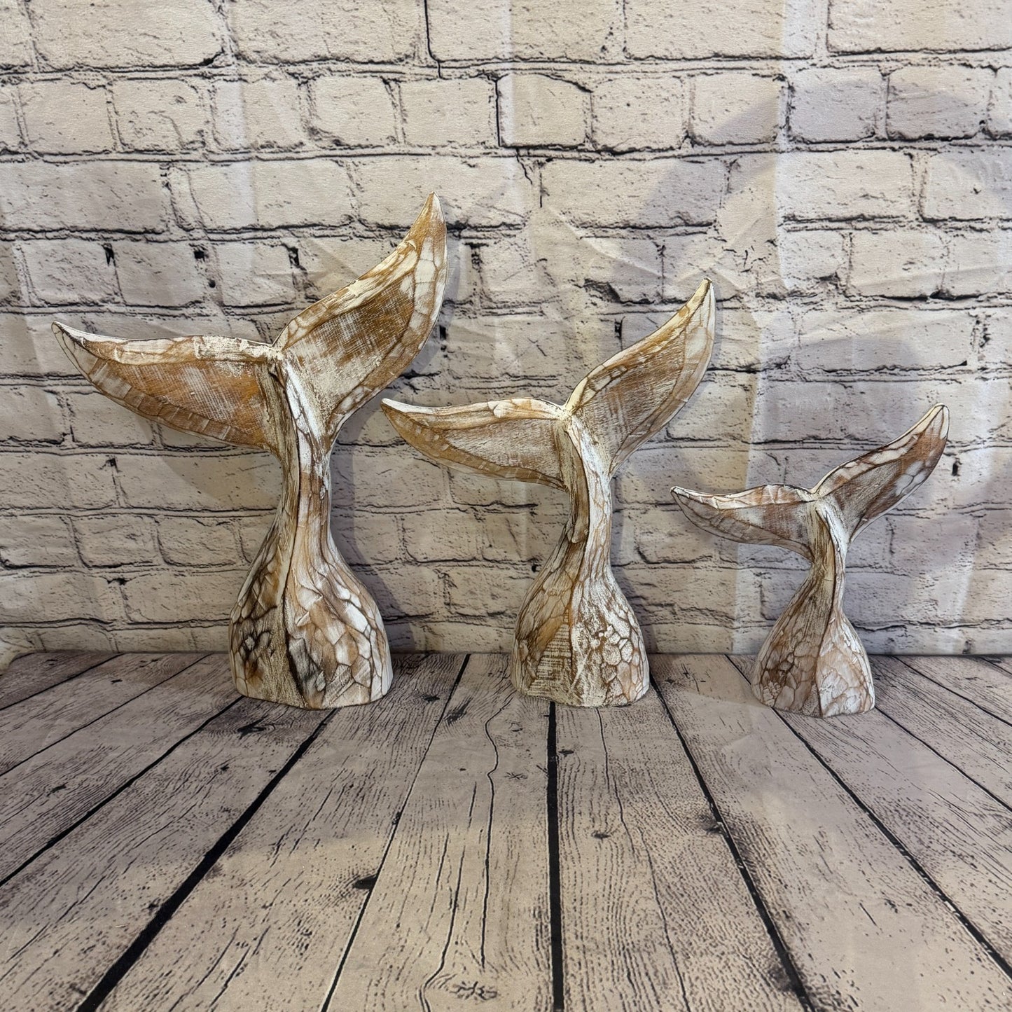 40cm x 40cm Whale Tail Brown Fish Wood Coastal Ocean Bathroom Decoration7