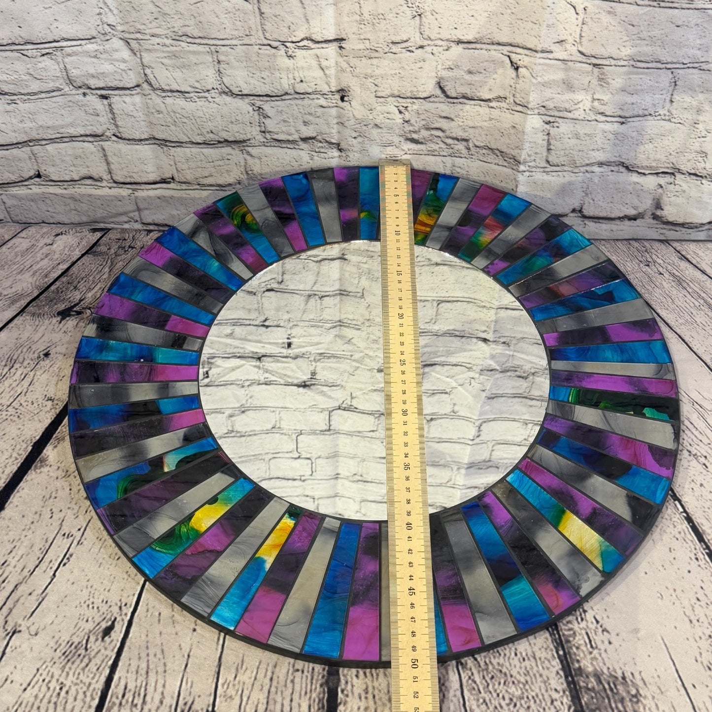 Blue Purple Line Black Mosaic Tile Wall Mirror 50cm x 50cm 20 Inches Handmade5