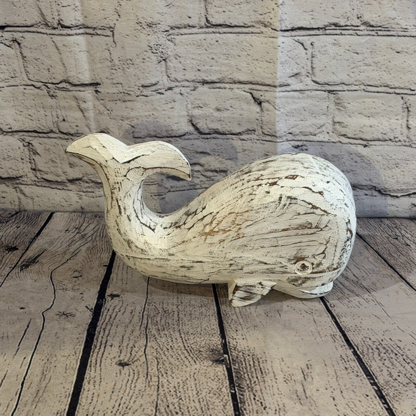 25cm x 12cm Whale White Fish Wood Coastal Ocean Bathroom Decoration3