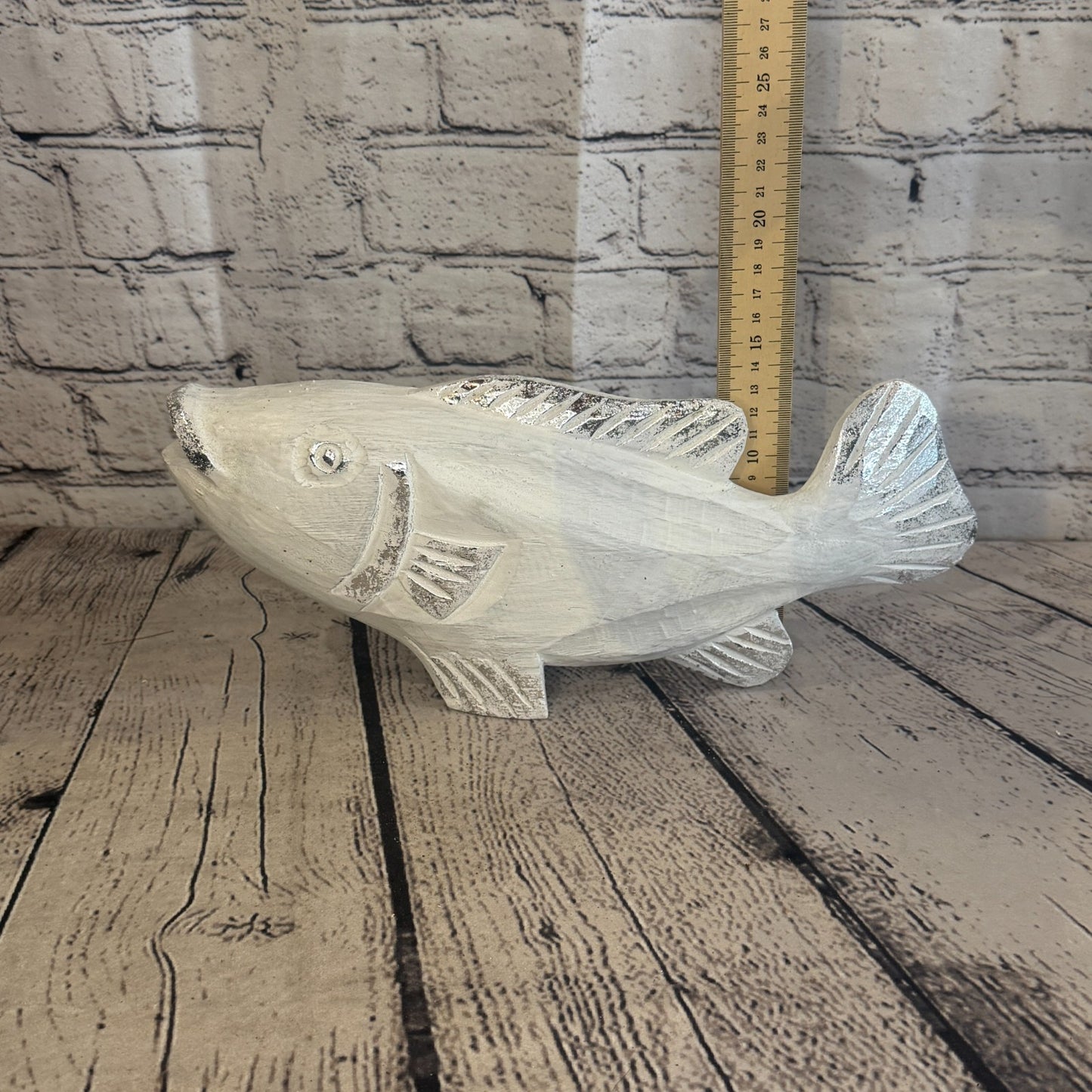 30cm x 15cm Trout Silver White Fish Wood Coastal Ocean Bathroom Decoration5