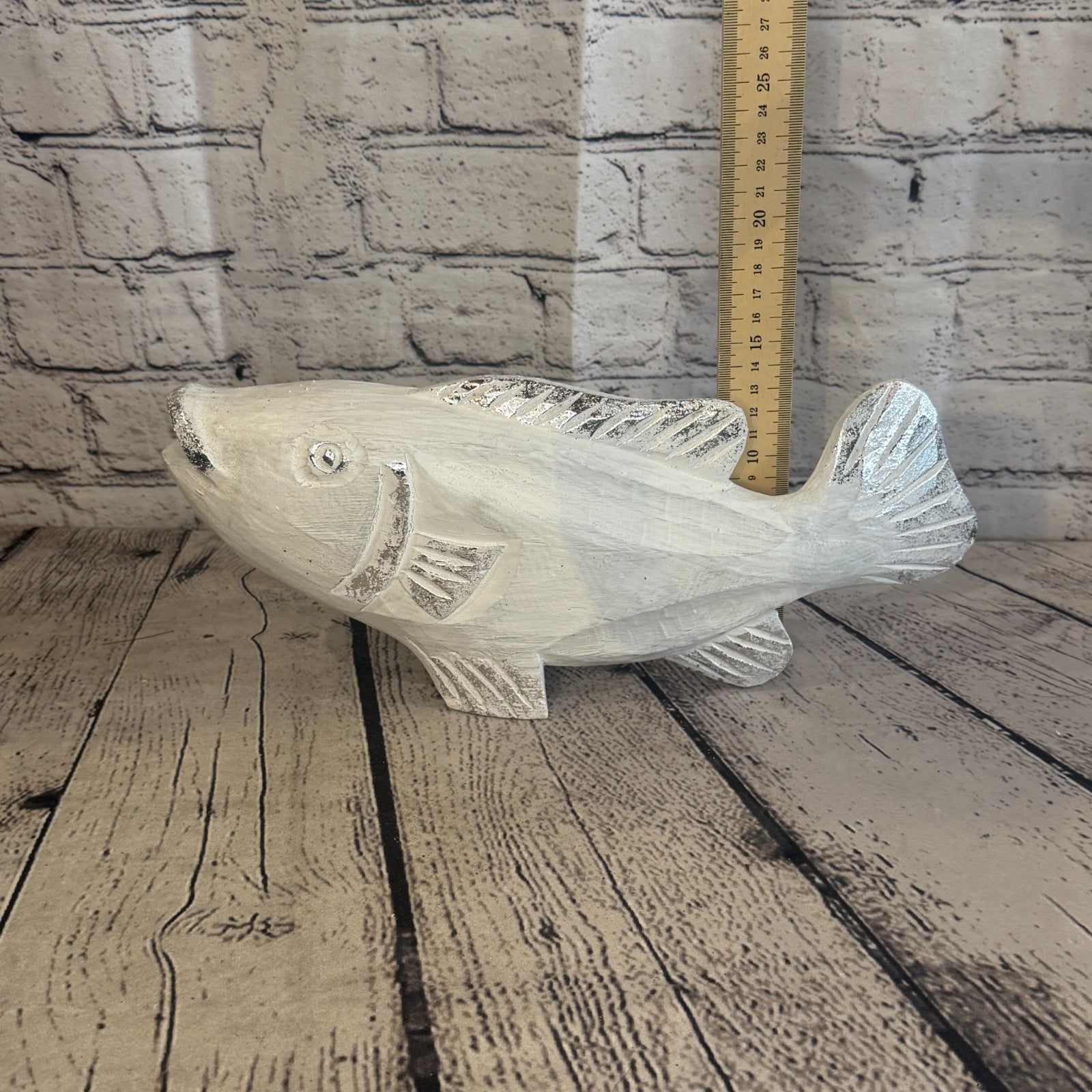 30cm x 15cm Trout Silver White Fish Wood Coastal Ocean Bathroom Decoration5