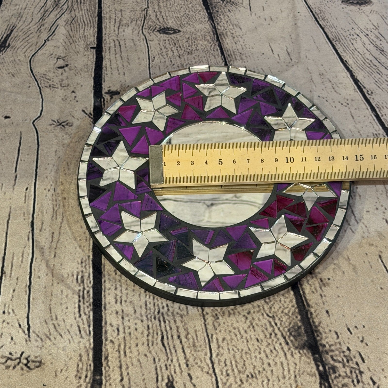 Purple Star Black Mosaic Tile Wall Mirror 20cm x 20cm 8 Inches Handmade5