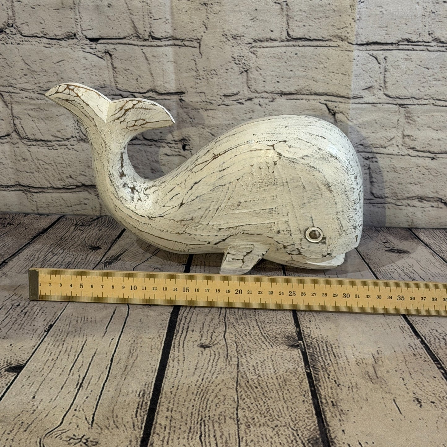 30cm x 15cm Whale White Fish Wood Coastal Ocean Bathroom Decoration6