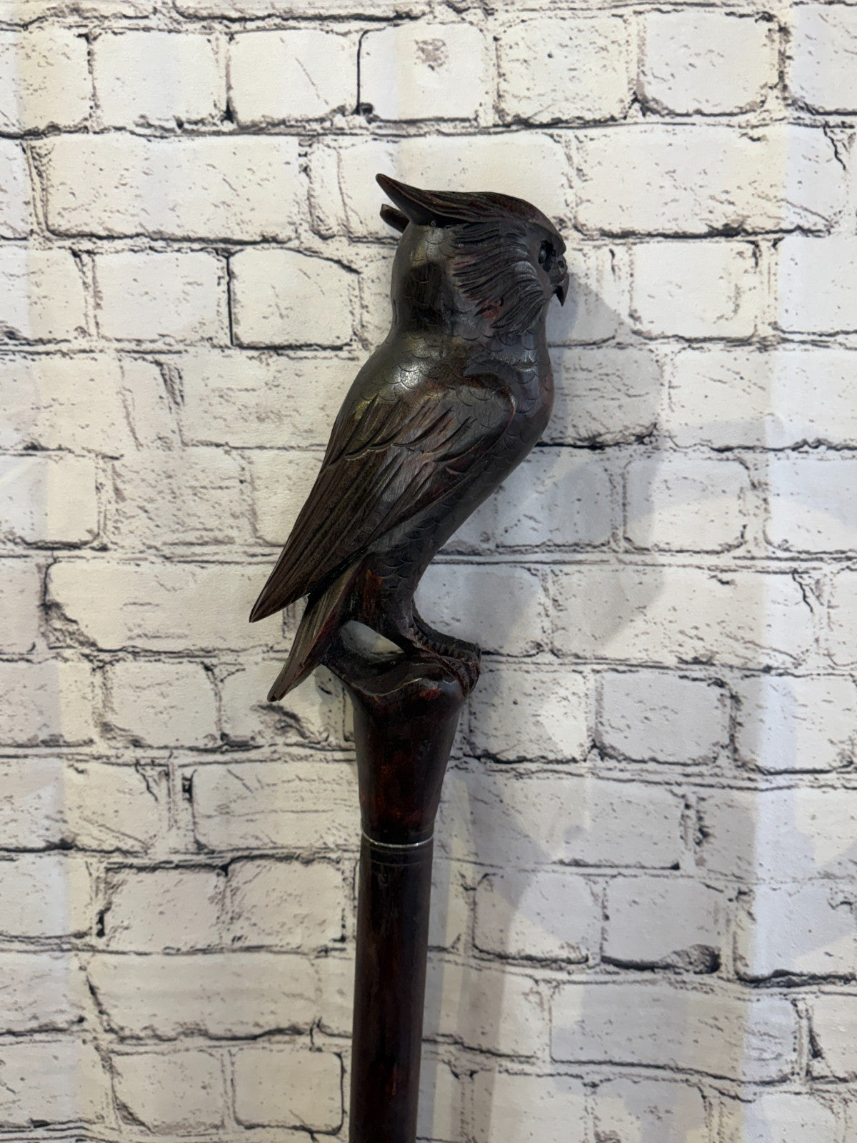 Owl Carving 140cm Tribal African Walking Stick Staff Cane Hand Carved Dark Wood0