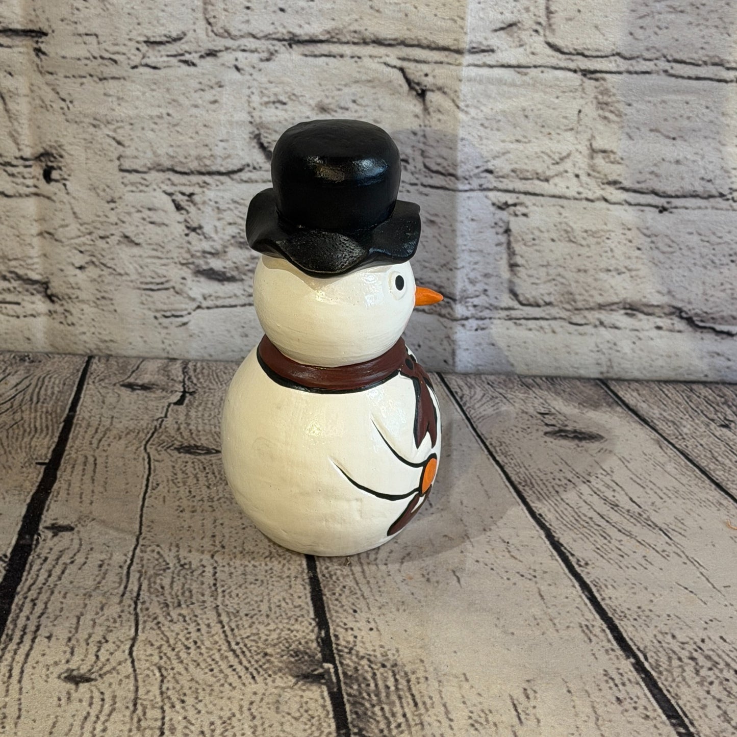 15cm x 10cm Black Top Hat Snowman Handcrafted Wood Xmas Christmas Ornament3