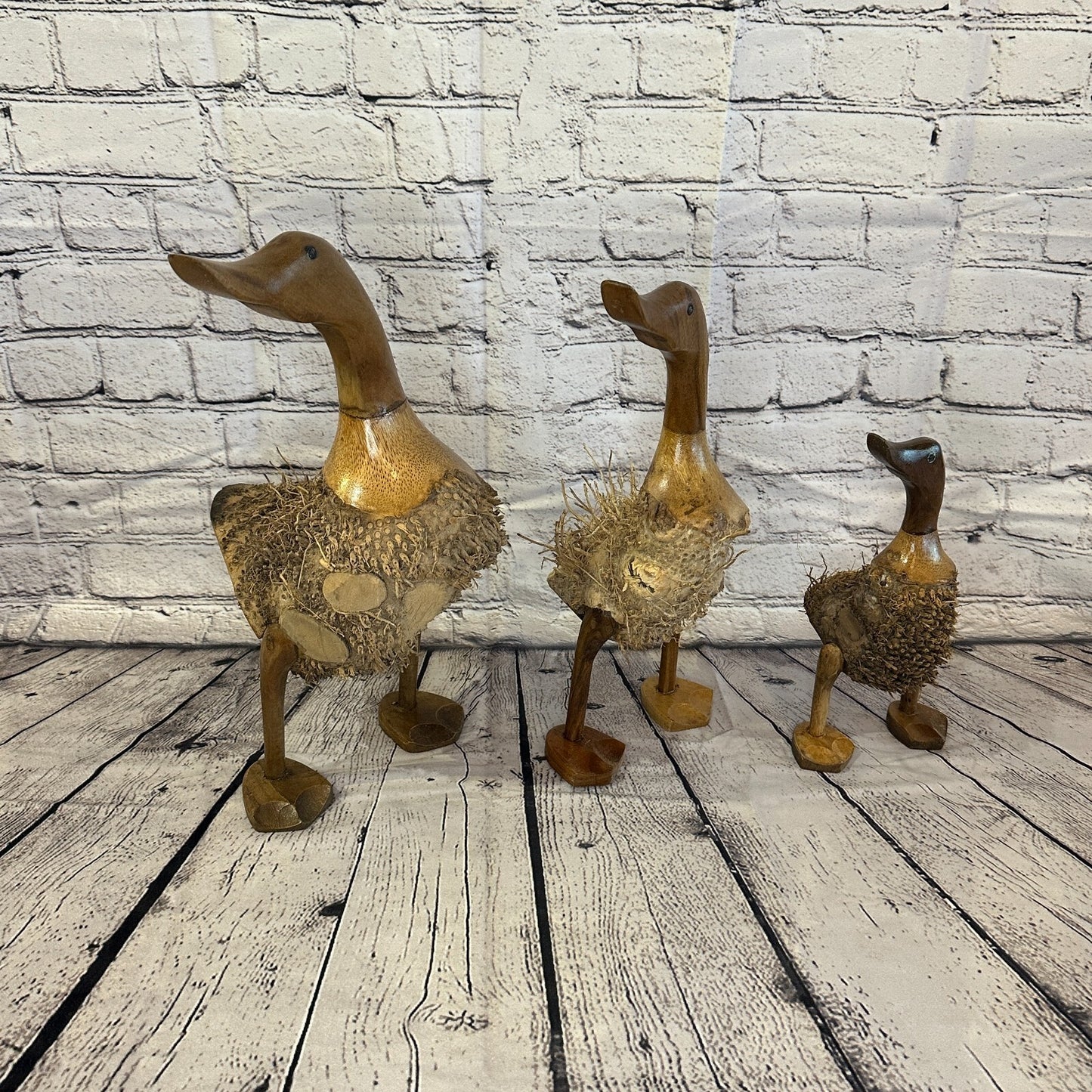 Looking Right 40cm Tall Wooden Hairy Duckling Baby Duck Bamboo Root Fairtrade8