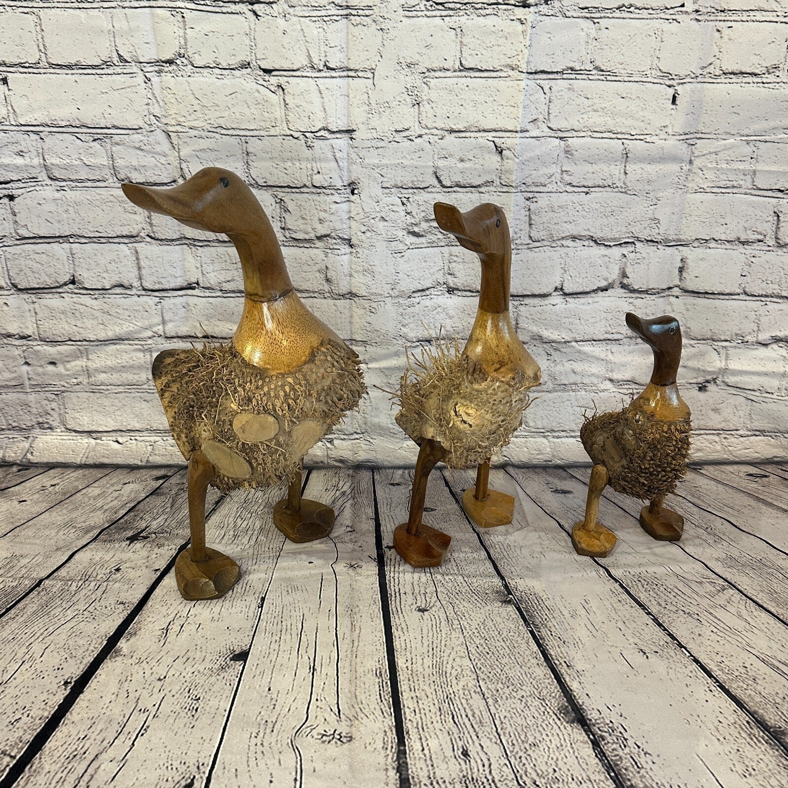 Looking Right 40cm Tall Wooden Hairy Duckling Baby Duck Bamboo Root Fairtrade8