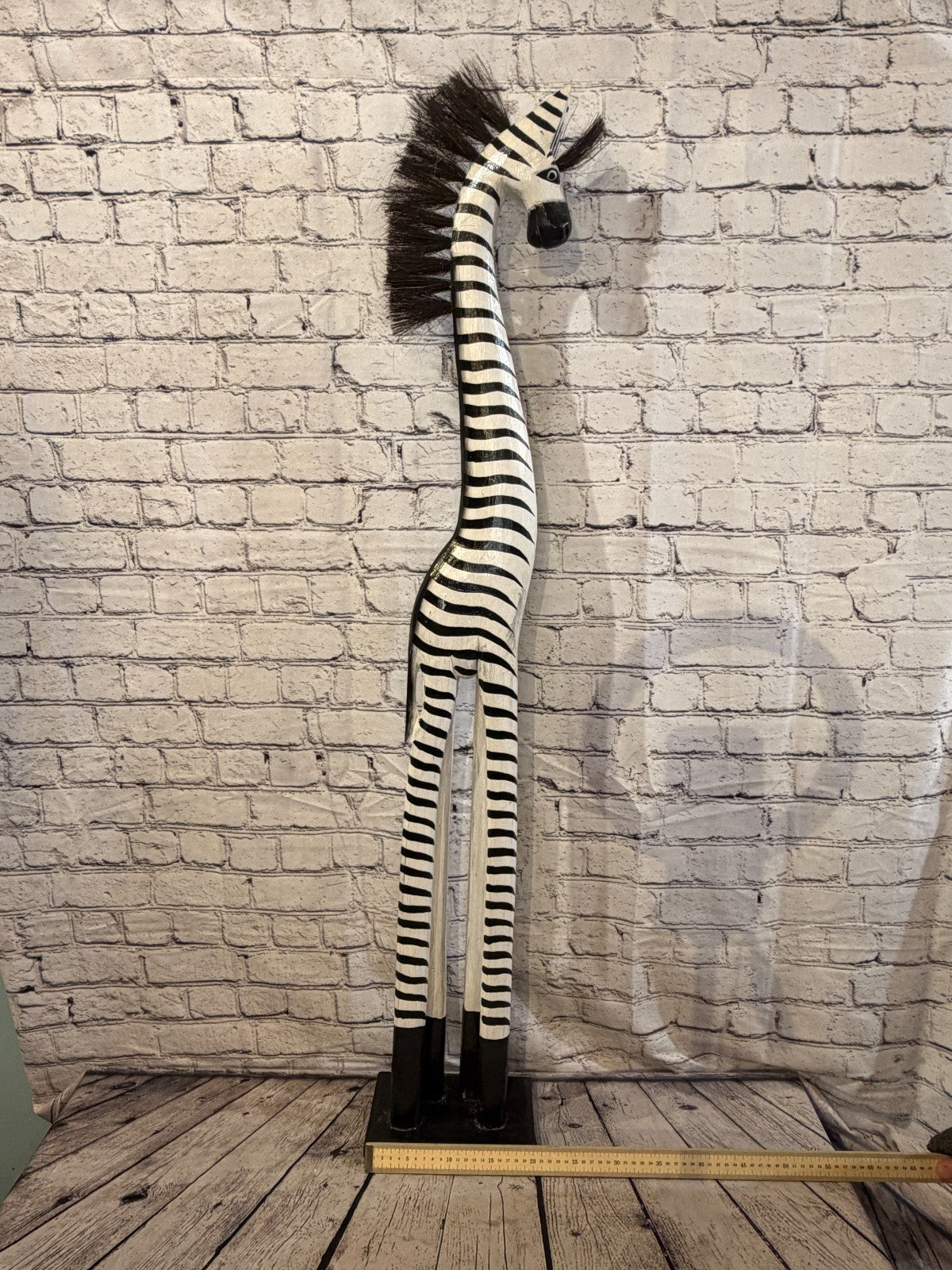 120cm Painted Wooden Zebra Standing Single Carved Solid Wood Zebra Handmade6