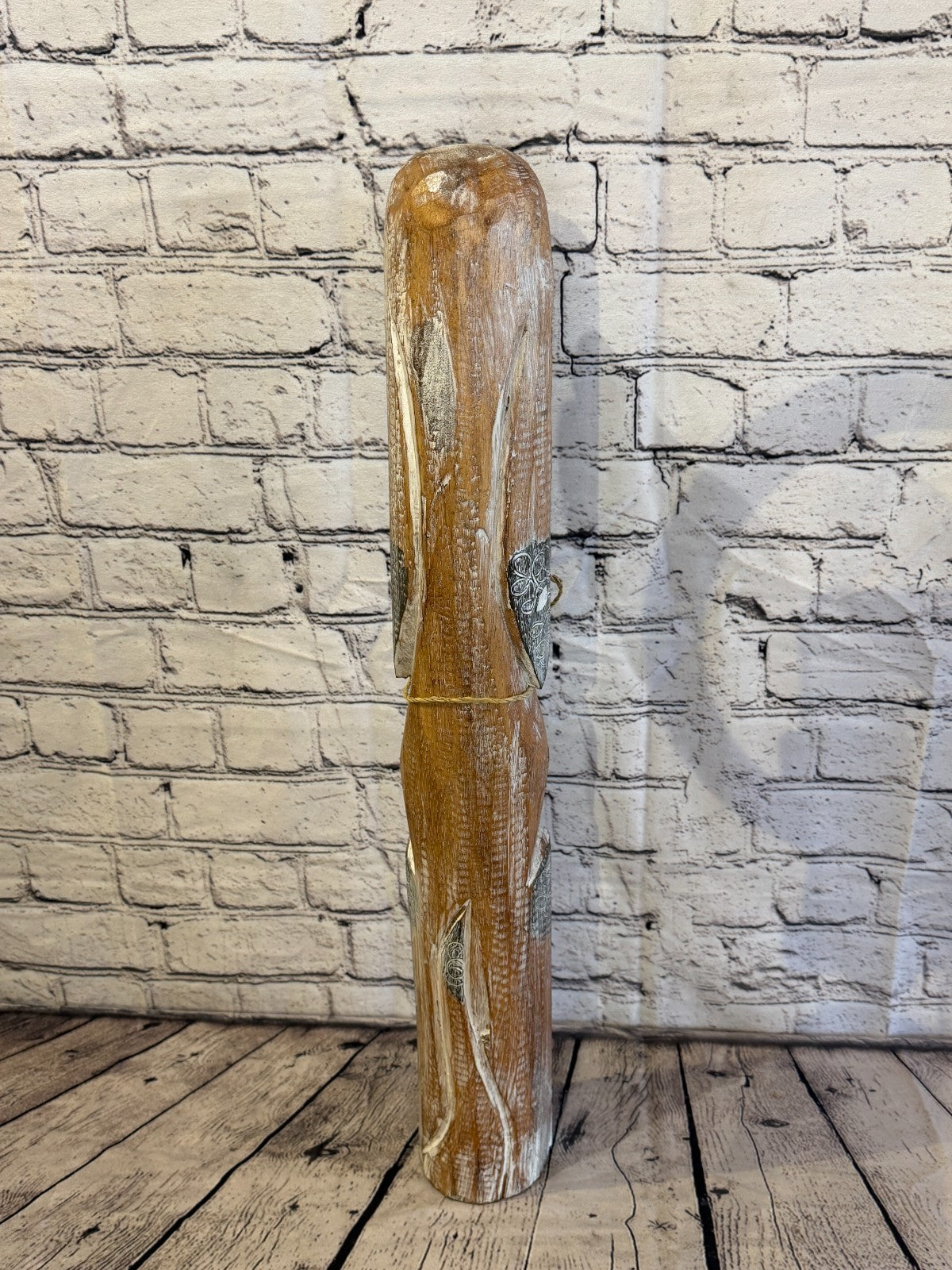 60cm Light Brown Wooden Shabby Dog Statue Ornament Fair Trade Handcarved4