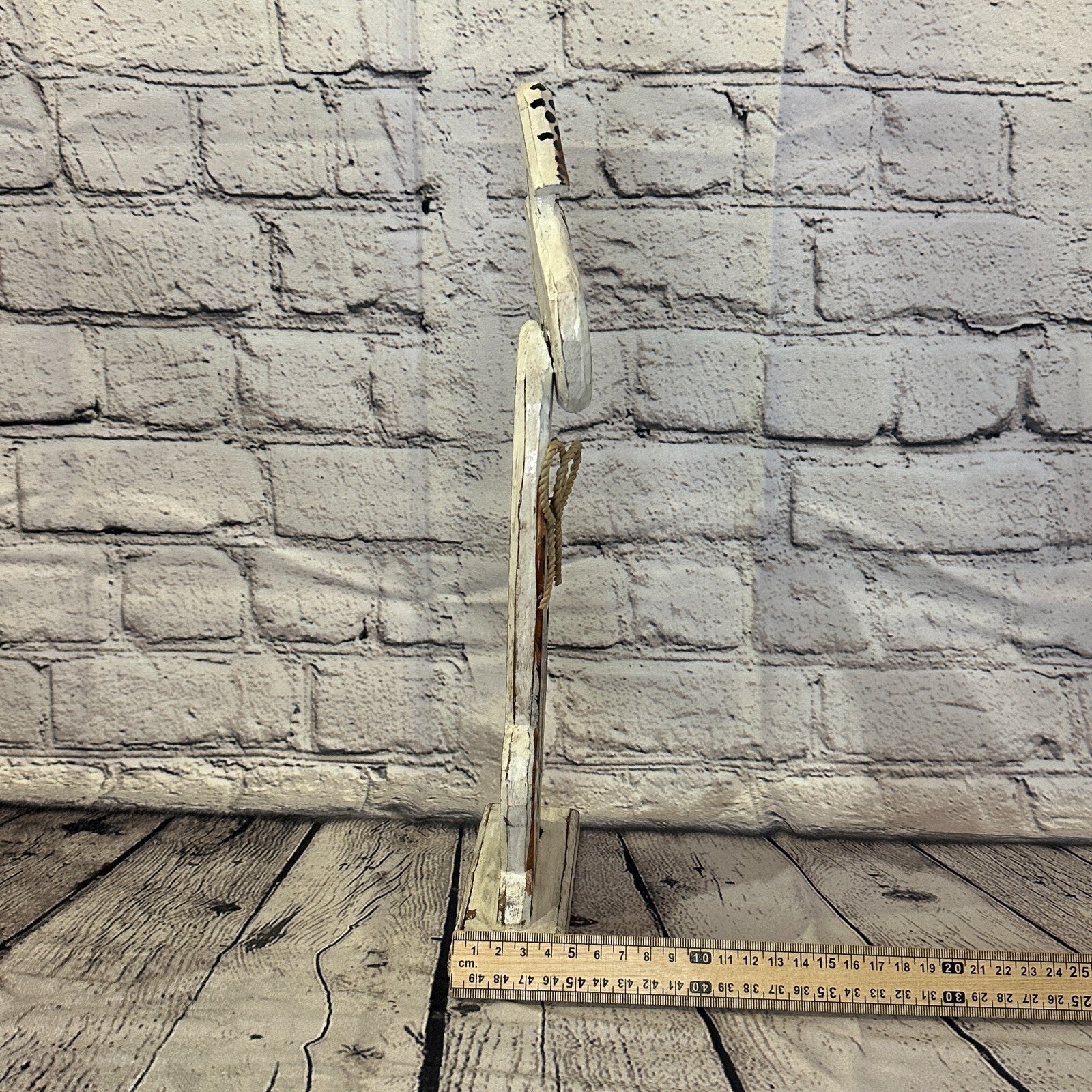 White Wooden Rabbit Hare Shabby Pattern 35cm x 10cm Handmade and Fairtrade7