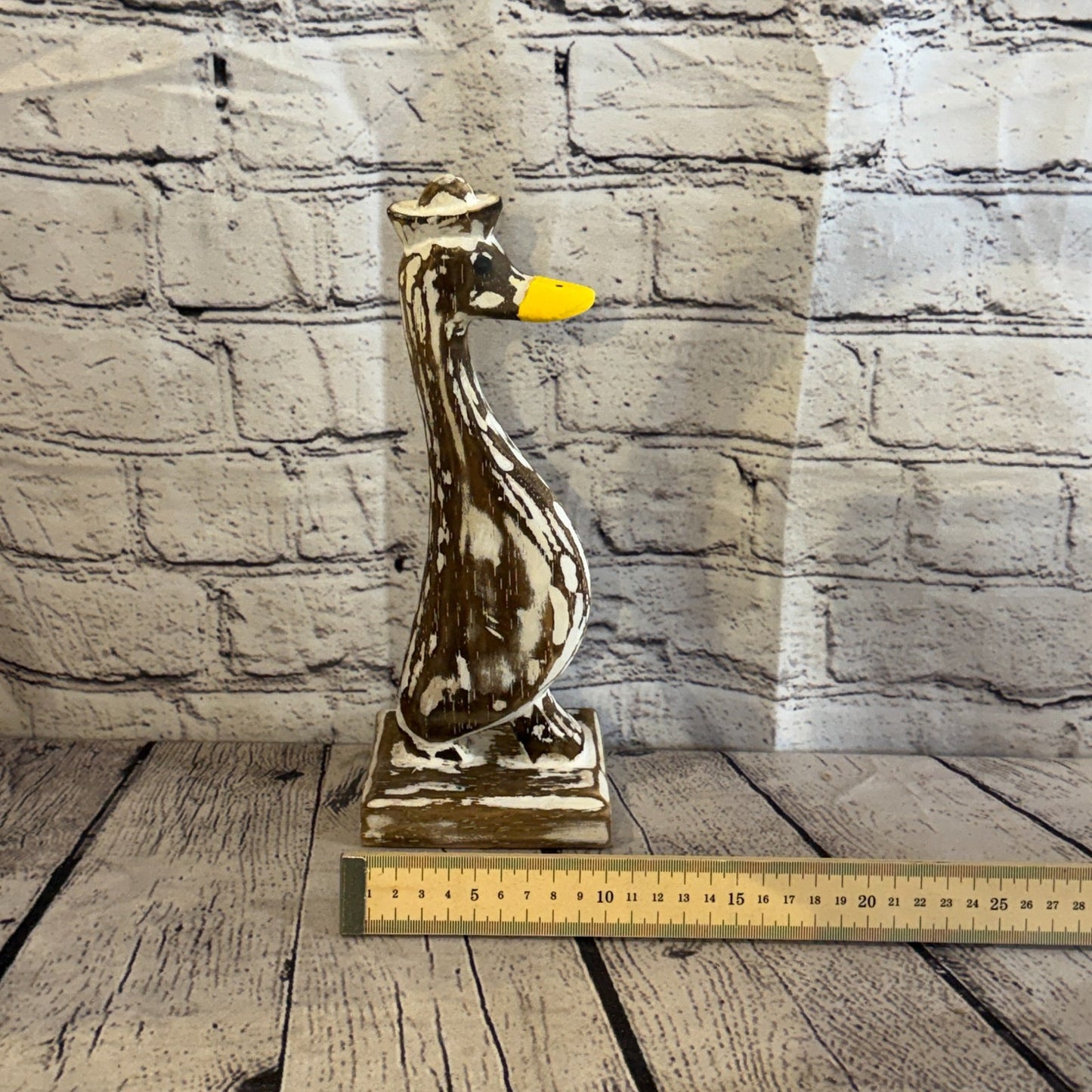 Looking Forward 28cm Tall Wooden Brown Duckling Baby Duck Shabby Wood Fairtrade6