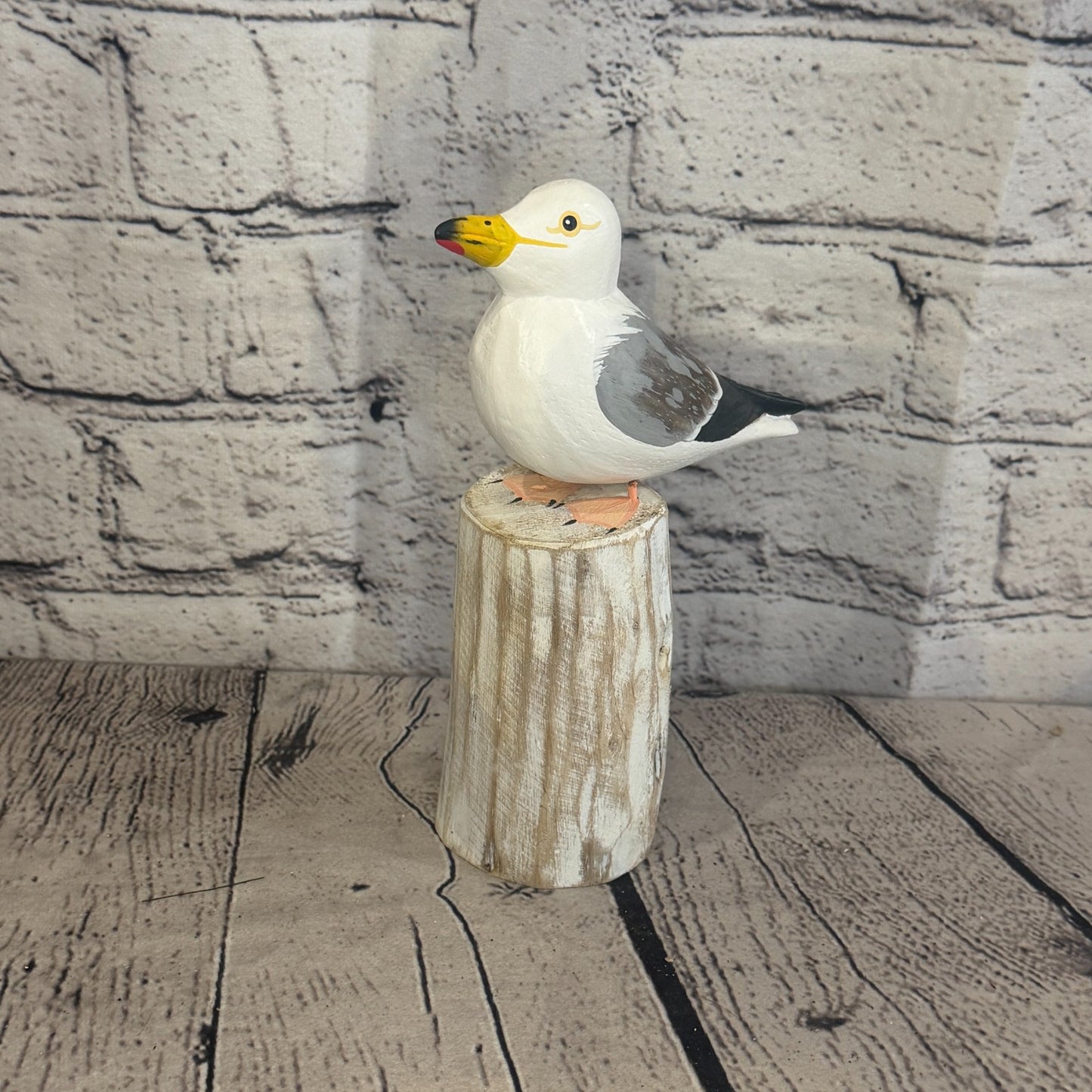 20cm Seagull Wooden Bird Ornament Seaside Coastal Nautical Handcrafted Decor0
