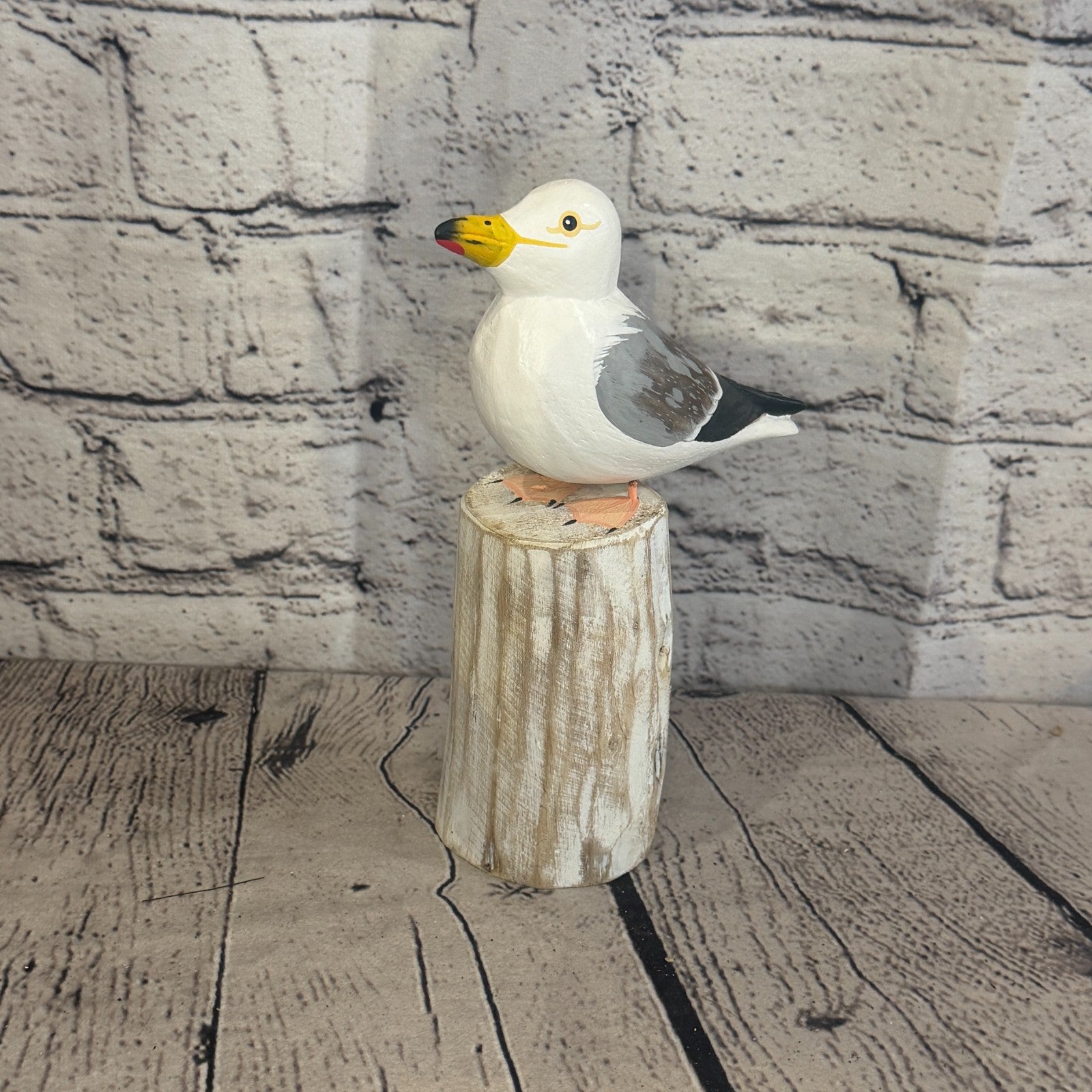 20cm Seagull Wooden Bird Ornament Seaside Coastal Nautical Handcrafted Decor0