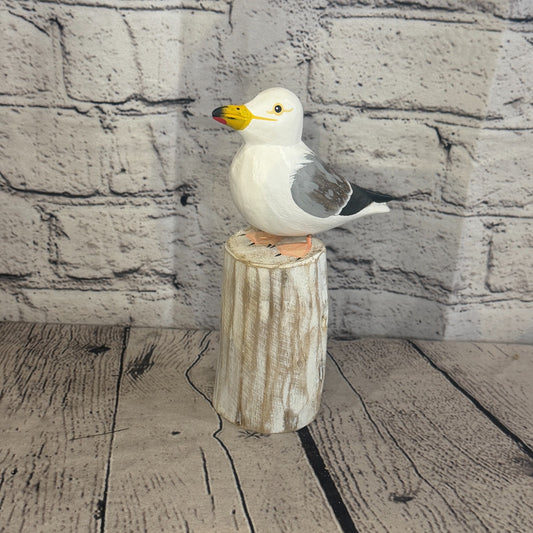 20cm Seagull Wooden Bird Ornament Seaside Coastal Nautical Handcrafted Decor0