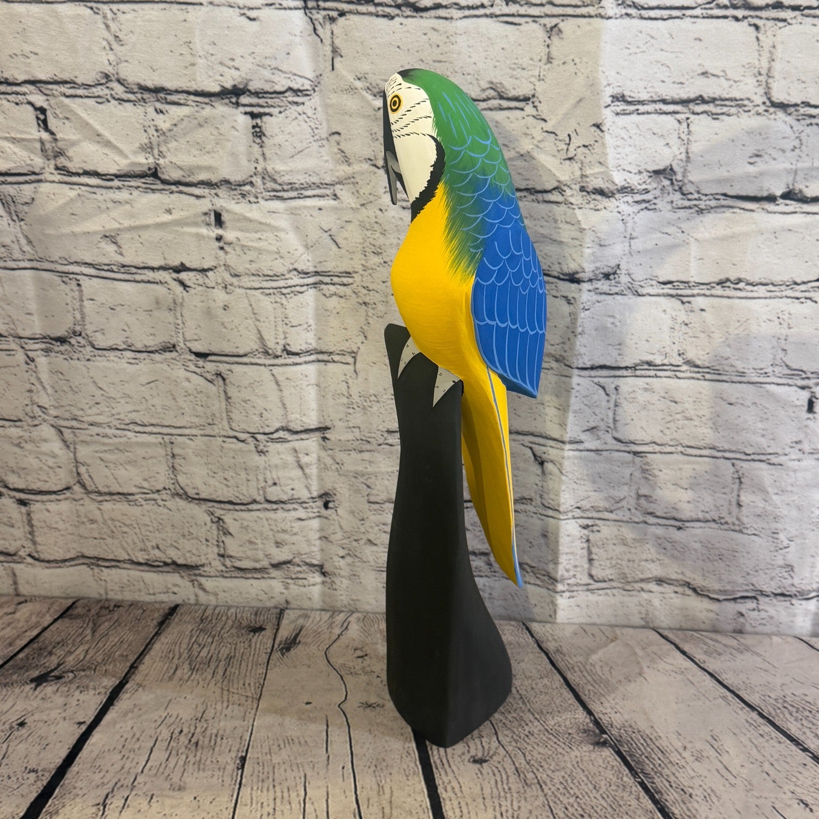 40cm Bright Blue Parrot Bird Ornament Statue Fair Trade Hand Made Carved Wood3