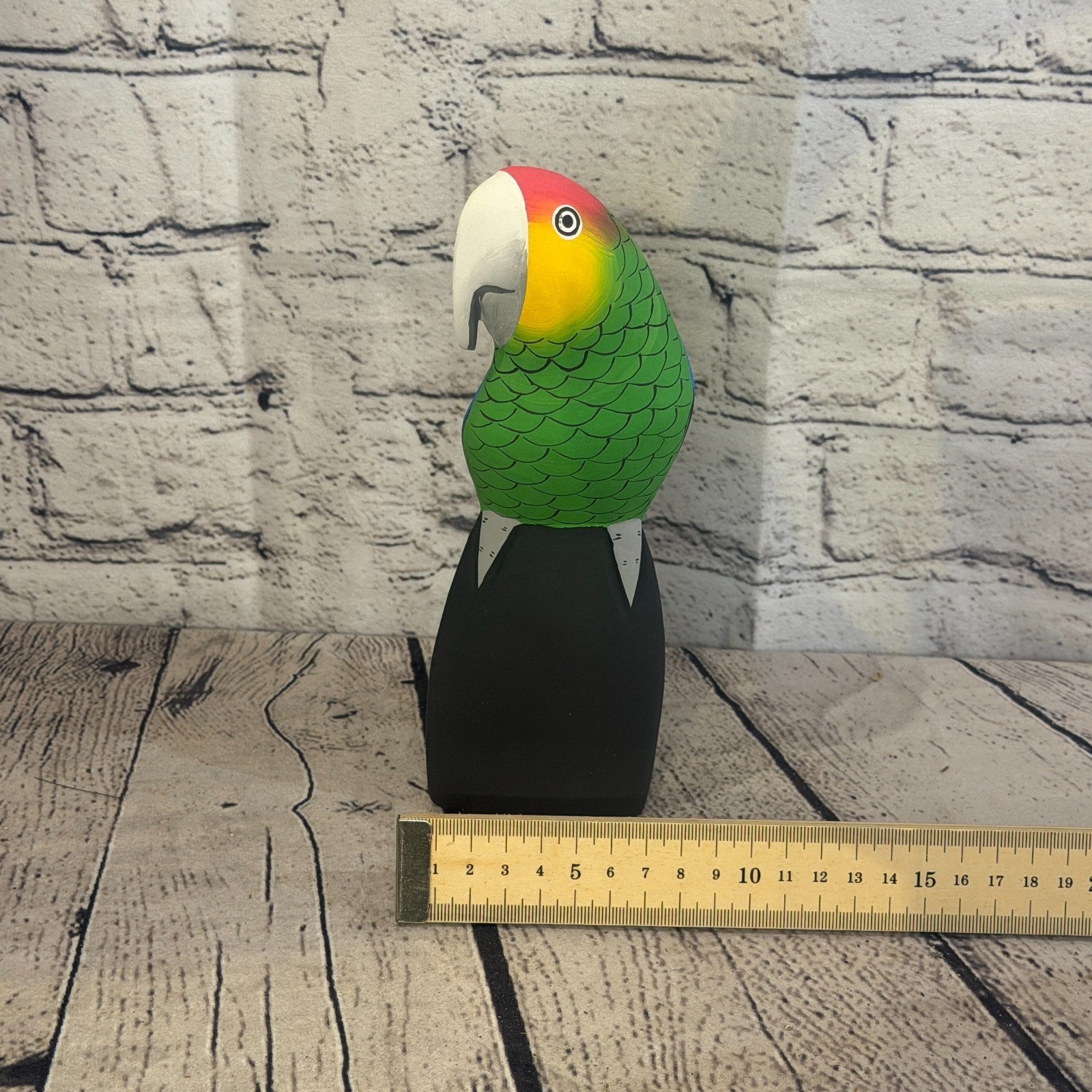 20cm Bright Green Parrot Bird Ornament Statue Fair Trade Hand Made Carved Wood6
