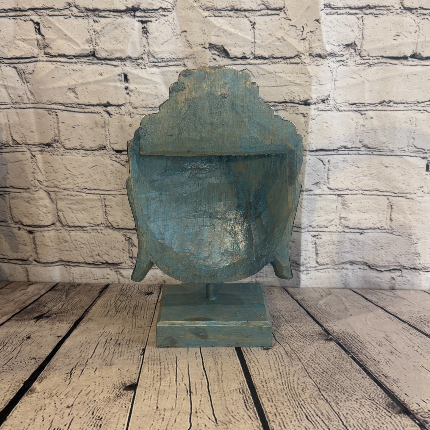 35cm x 25cm Blue Head Buddha Ornament Sculpture Statue Buddhas Hand Carved Wood4