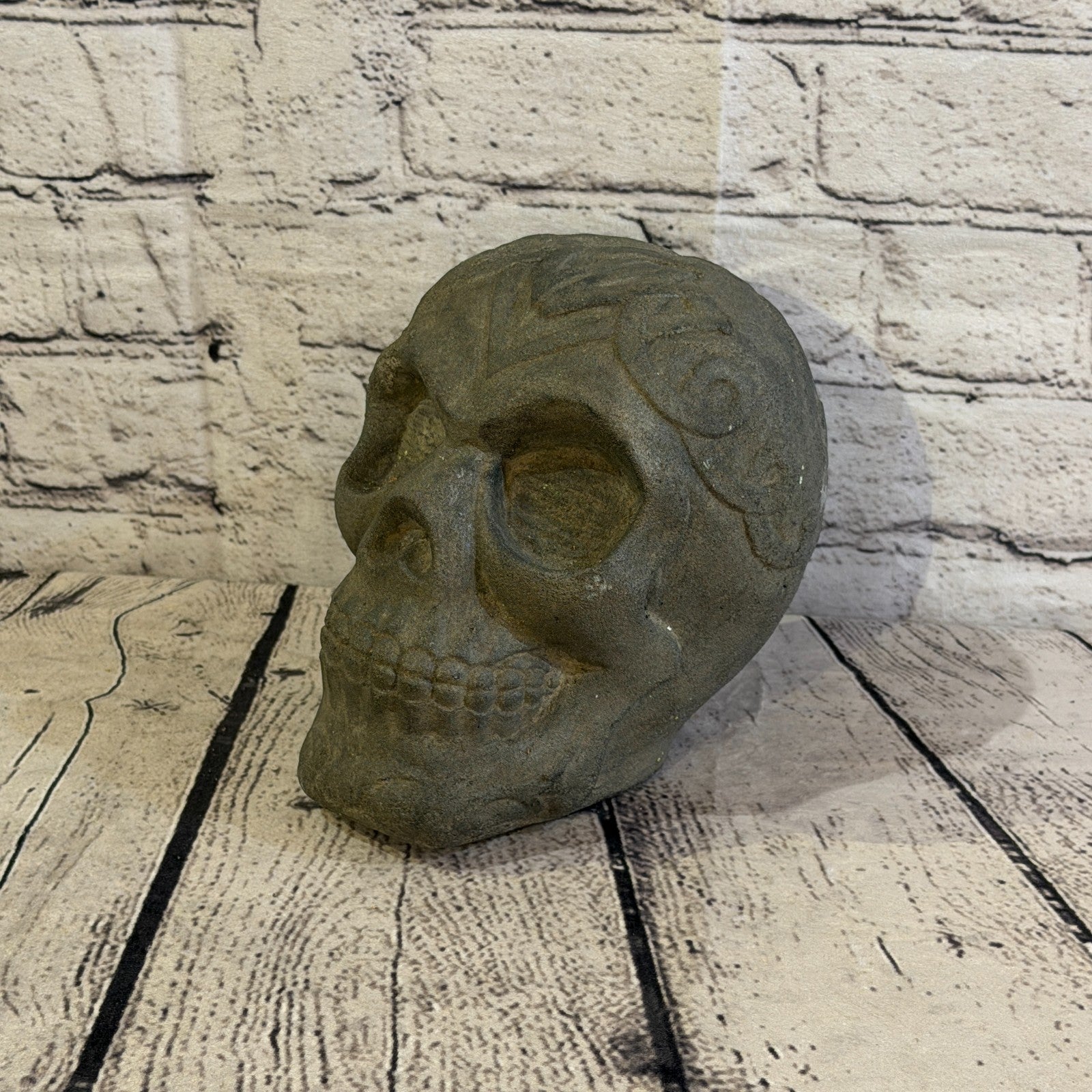 Celtic Knot Skull Stone Garden 20cm x 15cm Ornament Indoor Statue Hindu0
