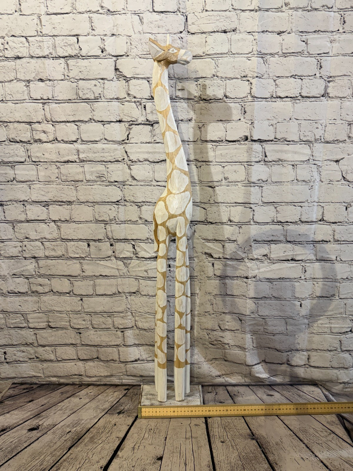 100cm White Dot Wooden Giraffe Standing Single Carve Solid Wood Giraffe Handmade6