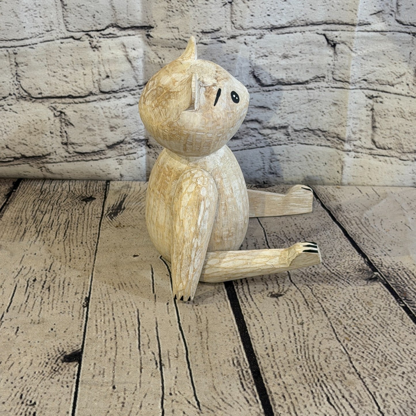 18cm Brown Teddy Bear Sitting Animal, Wooden Shelf Ornament Handmade & Fairtrade3