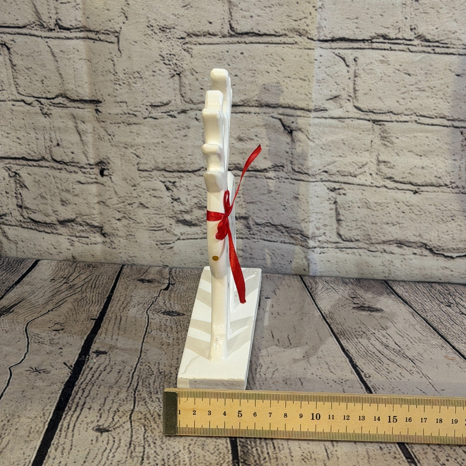 22cm x 14cm White Handcrafted Wood Reindeer Xmas Christmas Ornament Antlers7