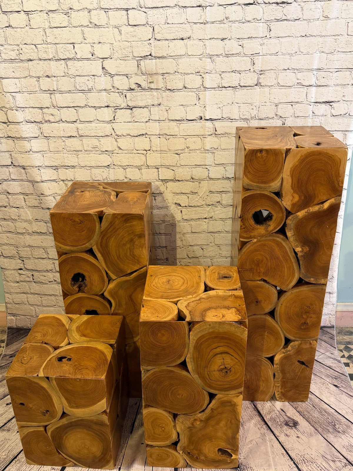 60cm x 30cm x 30cm Wooden Teak Wood Slice Cube Table Sculpture Root Ornament9
