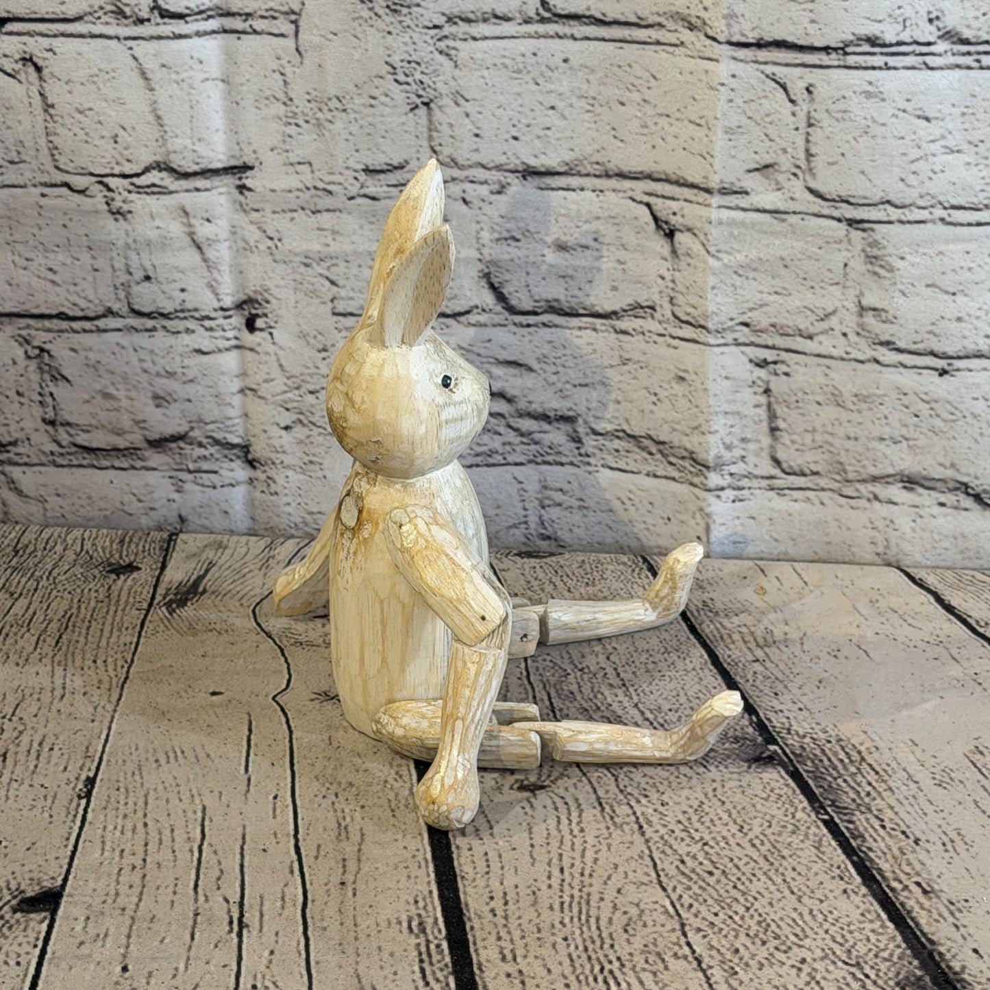 20cm Brown Bunny Rabbit Sitting Animal, Wooden Shelf Ornament Handmade Fairtrade3