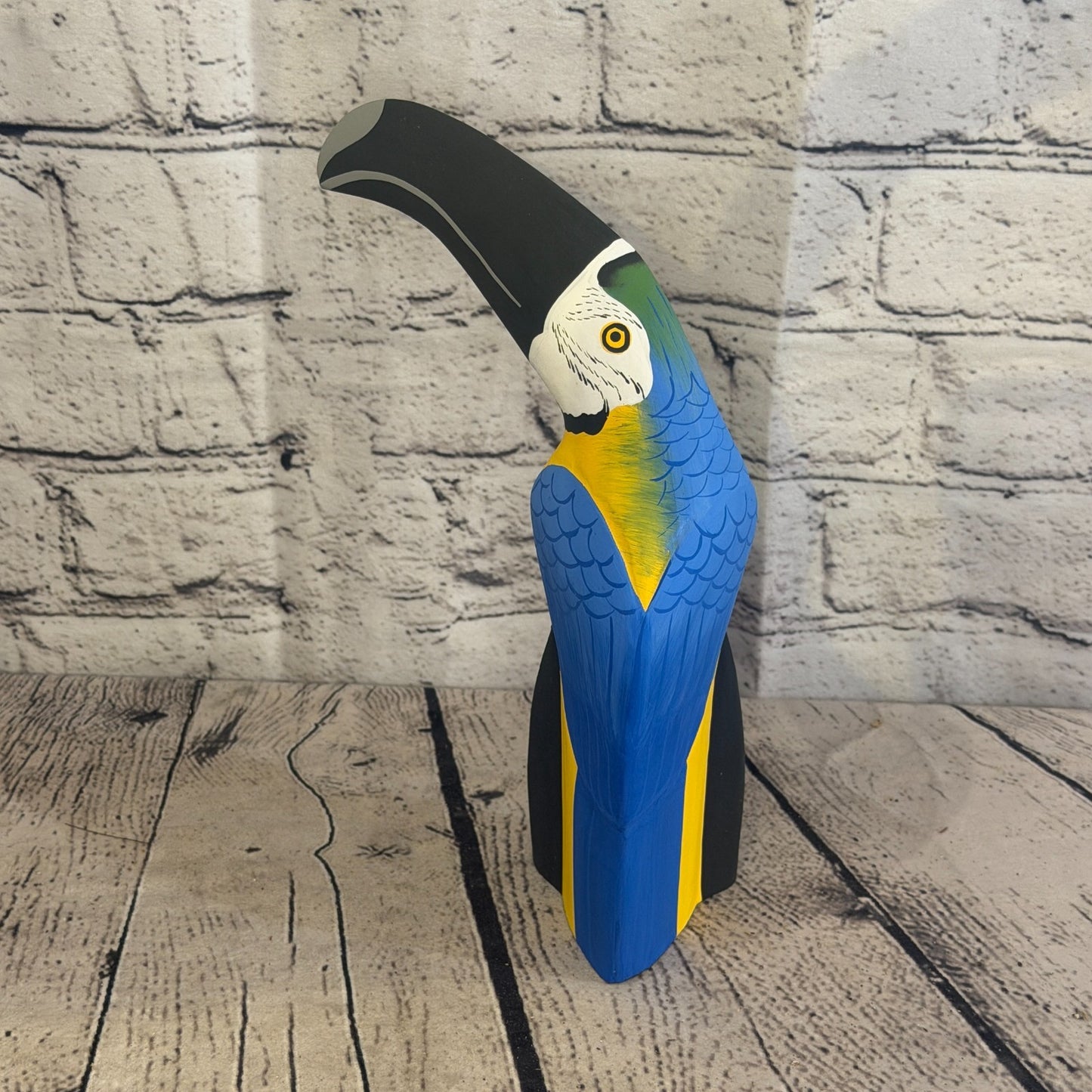 20cm Bright Blue Toucan Bird Ornament Statue Fair Trade Hand Made Carved Wood5