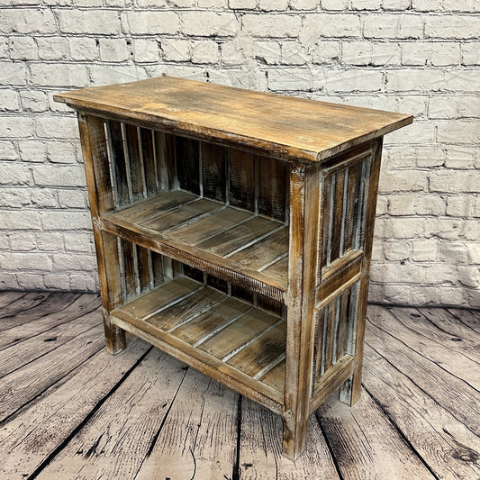 60cm x 60cm Brown 2 Shelf Wooden Side Cabinet Living Hallway Storage Furniture0