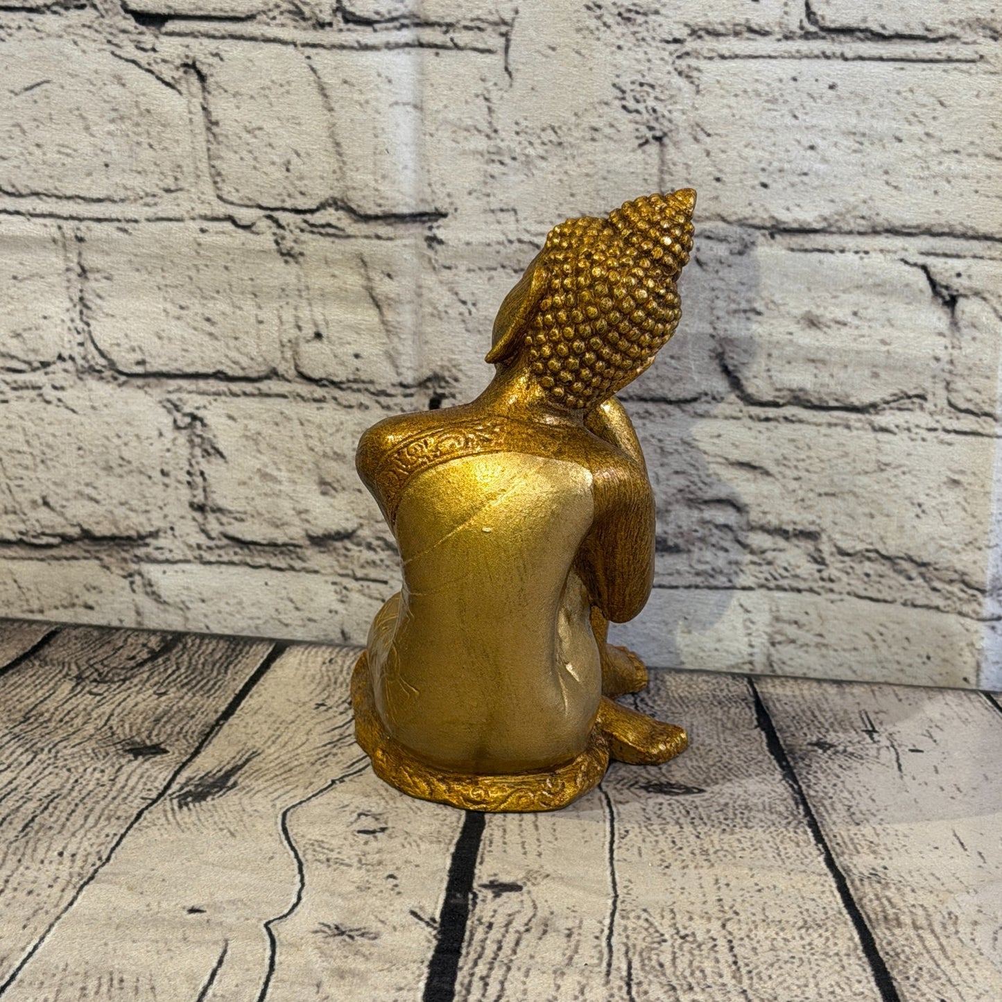 Bronze & Bronze 20cm x 10cm Thai Kneeling Buddha Sitting  Statue Resin Hindu4