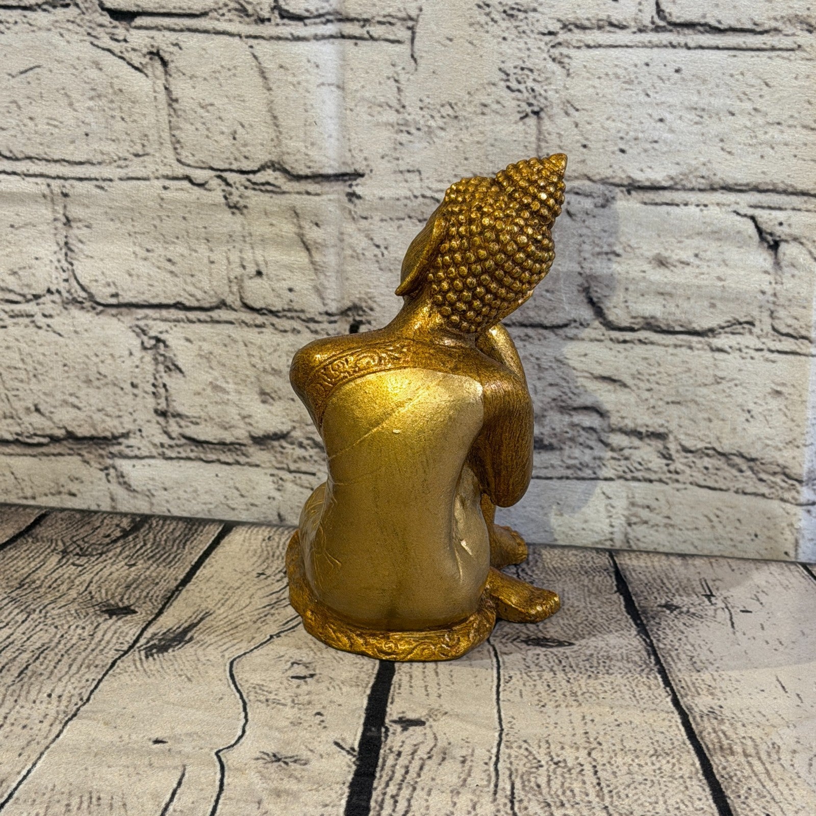 Bronze & Bronze 20cm x 10cm Thai Kneeling Buddha Sitting  Statue Resin Hindu4