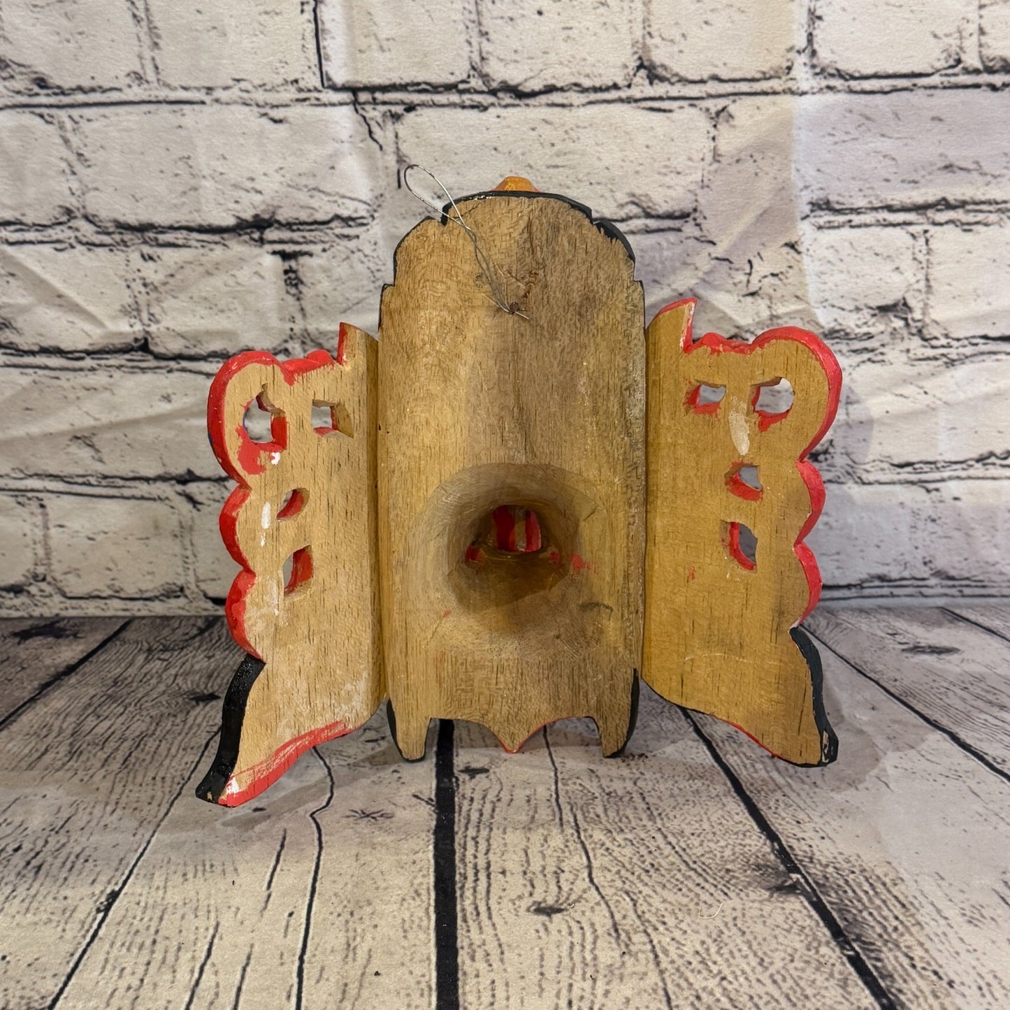 25cm Ganash Ganesha Red Elephant Hindu Deity Wooden Hand Carved Mask Painted6