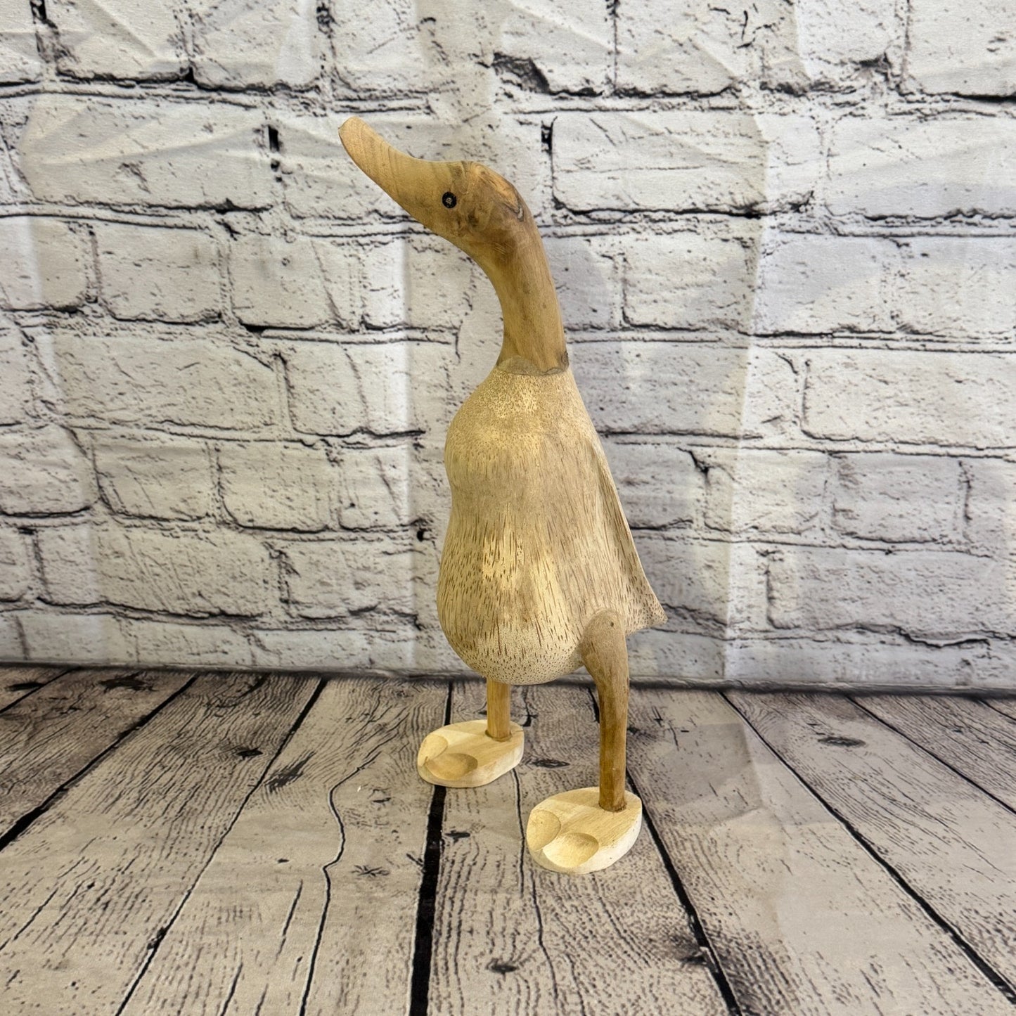 Looking Right 30cm Tall Wooden Smooth Duckling Baby Duck Bamboo Root Fairtrade0
