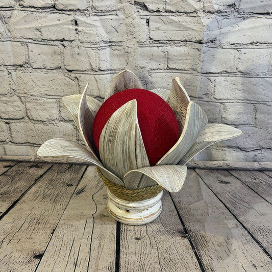 Red Light White Natural 25cm Tall Leaf Lamp Twist LED UK Mains Plug Design 90