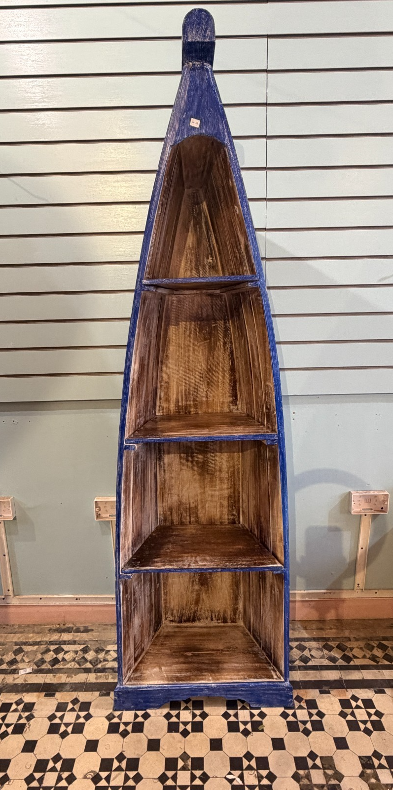 180cm x 55cm x 30cm Blue Boat Shelf Wooden Cabinet Living Hall Storage Furniture1