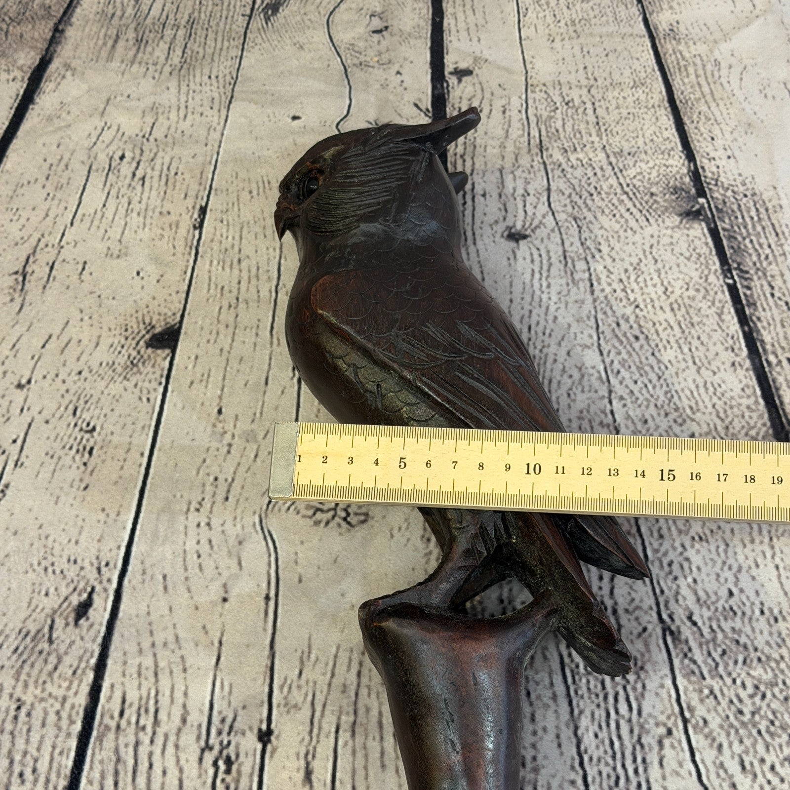 Owl Carving 140cm Tribal African Walking Stick Staff Cane Hand Carved Dark Wood9