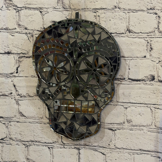 Black Grey Skull Mosaic Tile Wall Mirror 30cm x 20cm 12 Inches Handmade New0