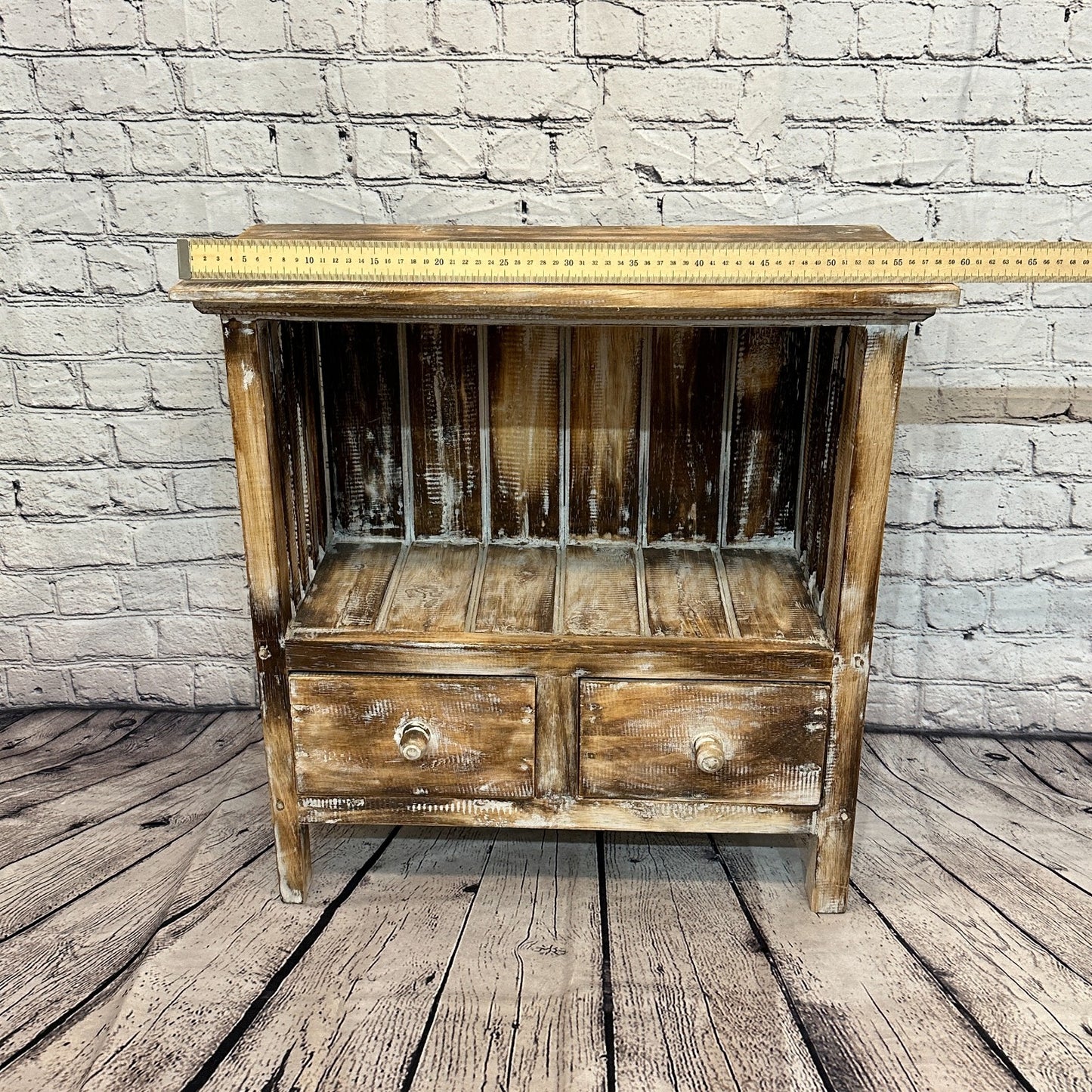 60cm x 60cm Brown 2 Draw Wooden Side Cabinet Living Hallway Storage Furniture6