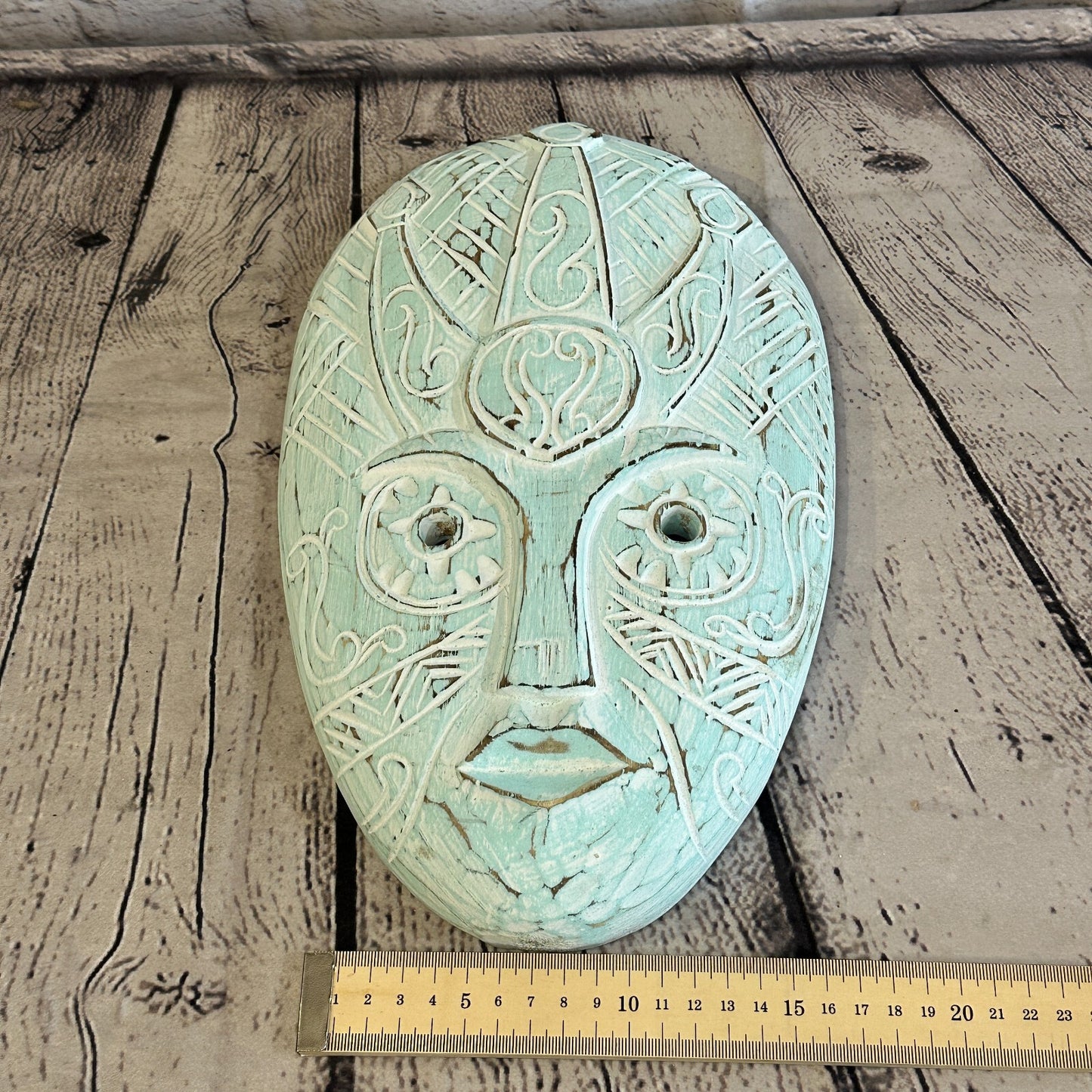 30cm Blue Tiki Style Wall Decoration Celtic Mask Designer Mask Wooden Handmade4