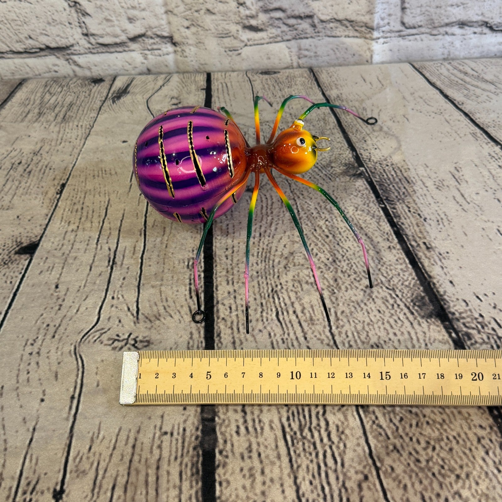 20cm x 15cm Small Colourful Purple Spider Metal Tin Standing Ornament Statue7