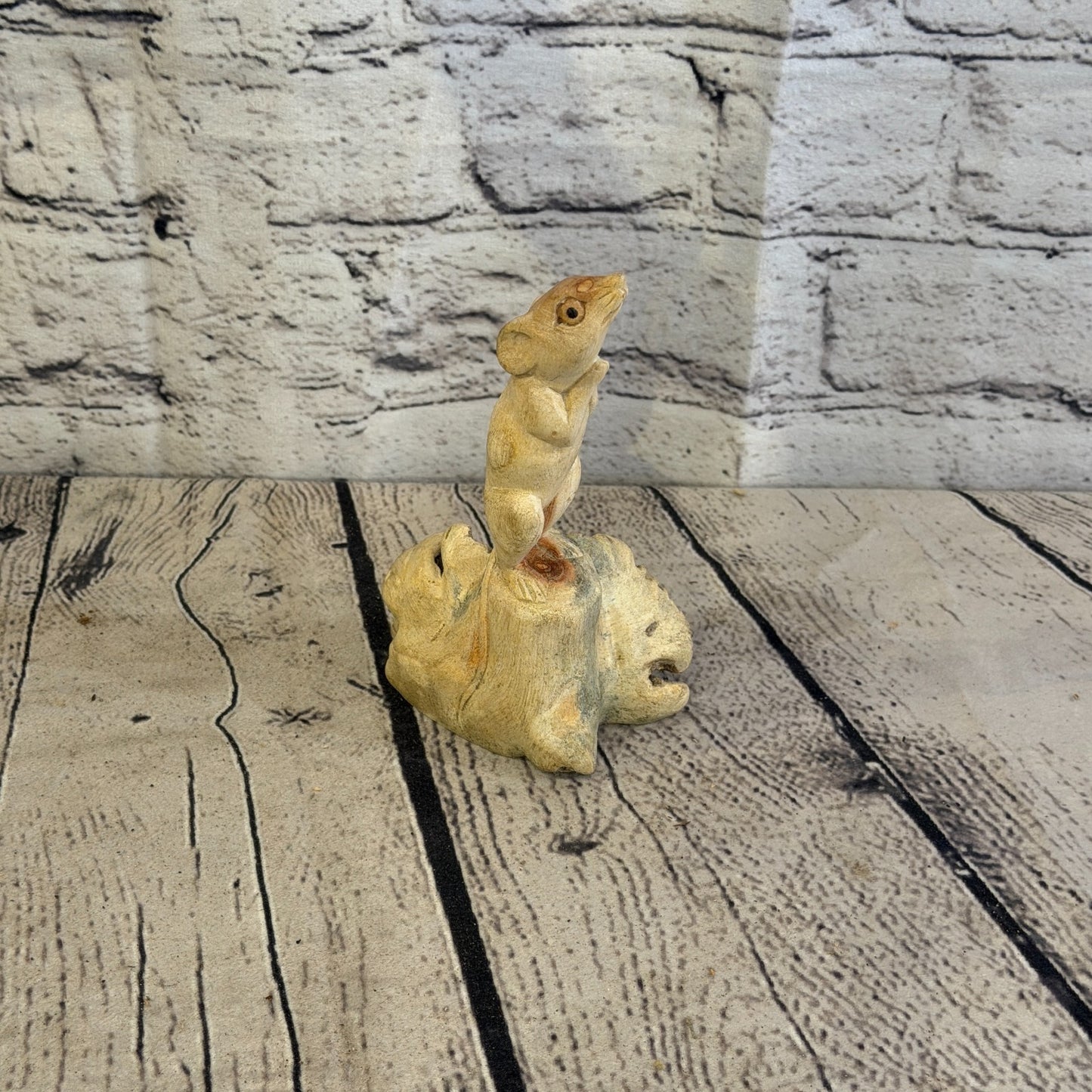 15cm Mouse Mushroom Stand Parasite Wood Ornament Natural Carving Wooden Standing2