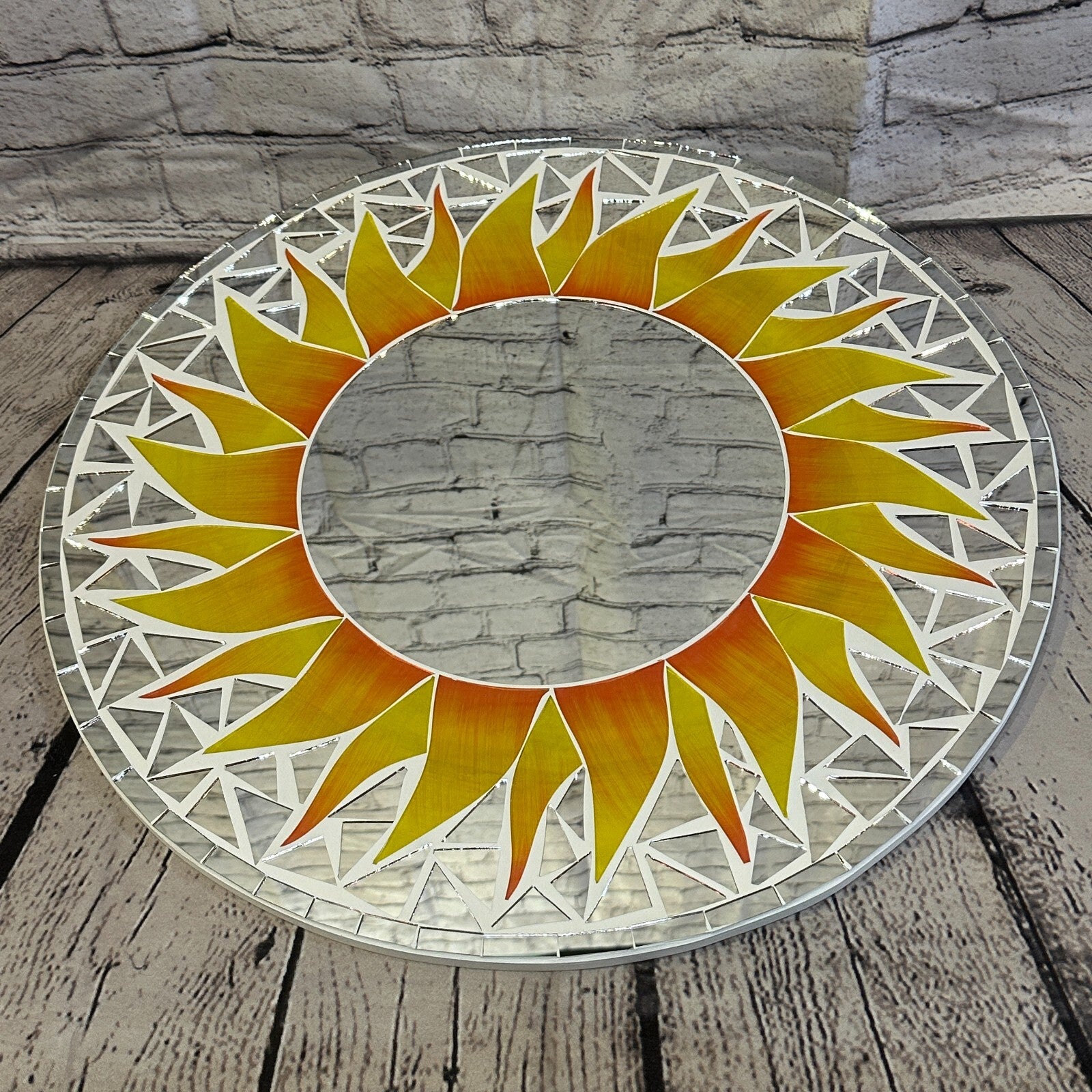 Orange Flame Sun Mosaic Tile Wall Mirror 50cm x 50cm 20 Inches Handmade New2